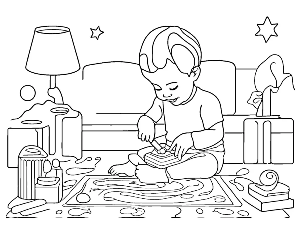 Baby Box’s crafts with glitter glue.