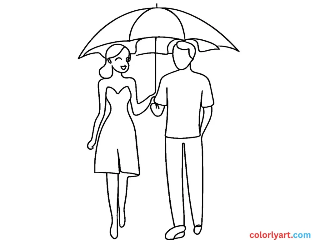 Color a cartoon couple