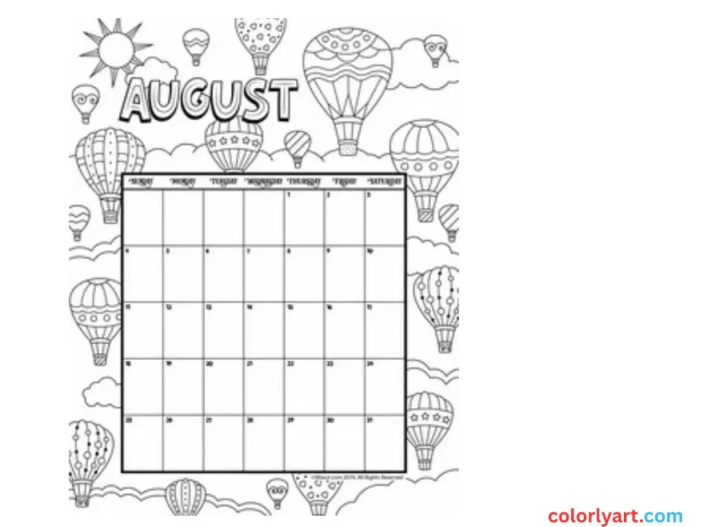 Color a love-themed calendar page.