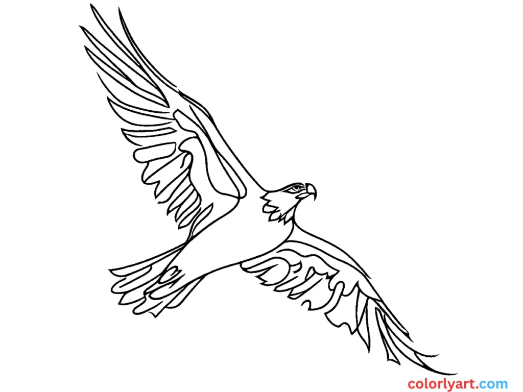Color a regal eagle soaring in the sky.