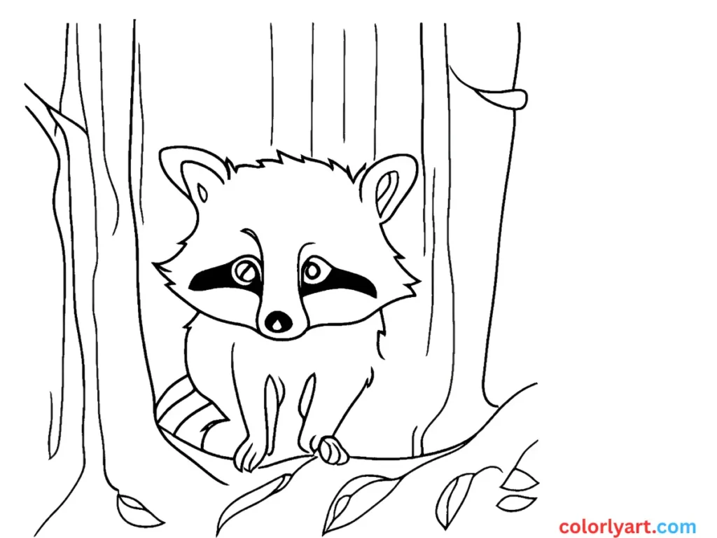 curious raccoon with masked eyes.