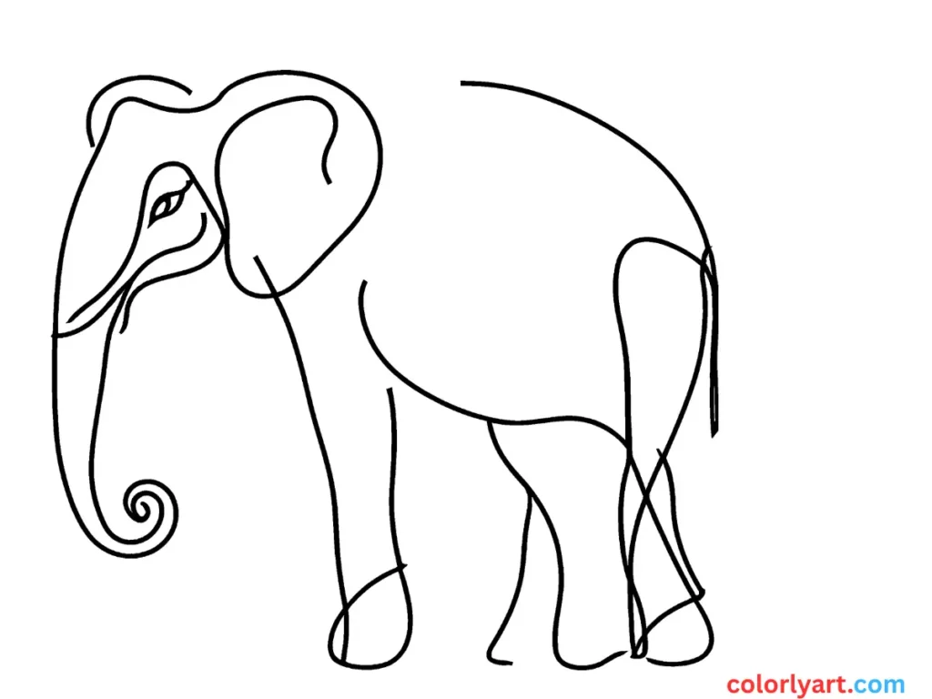 Color an elephant with a long trunk.