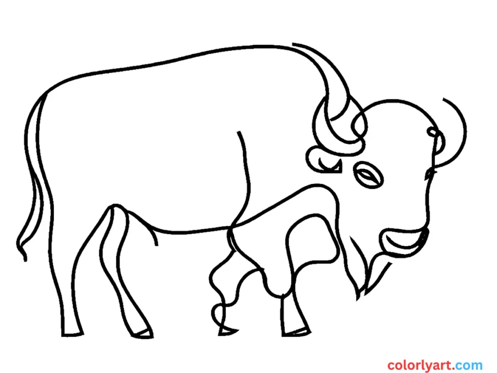 grazing buffalo in earthy browns.