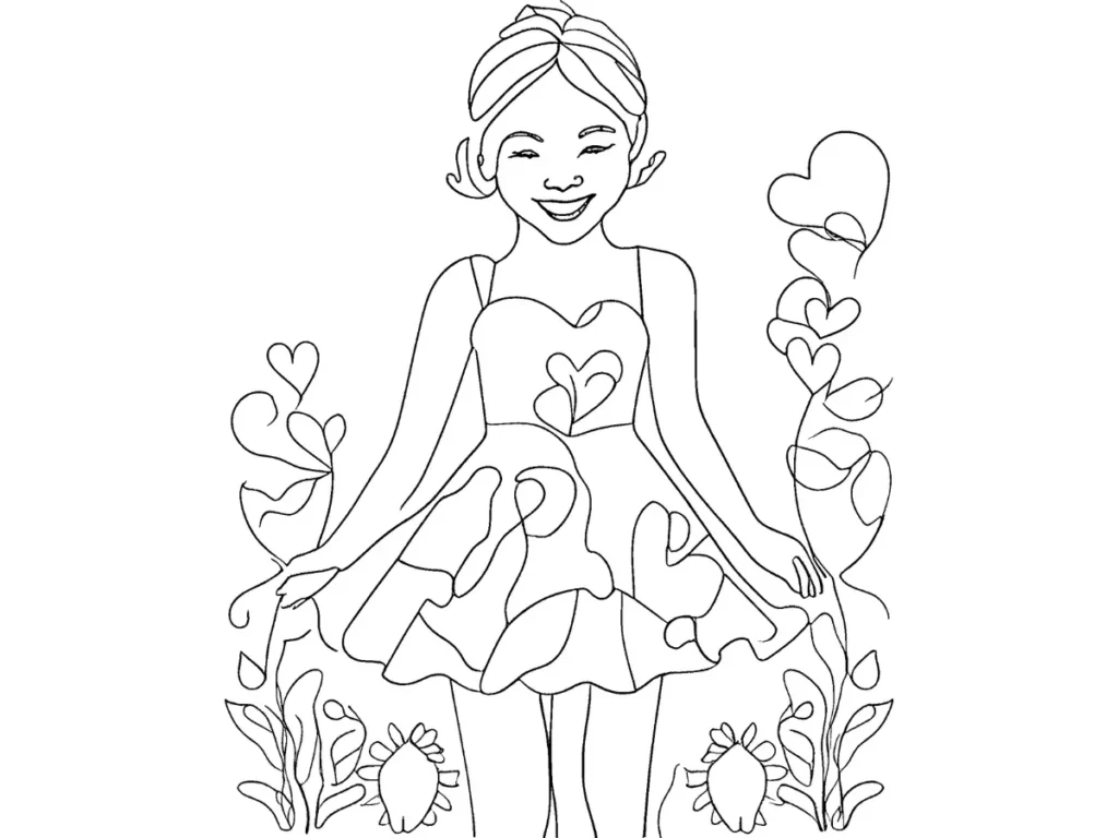 heart pattern to Gabby’s dress.