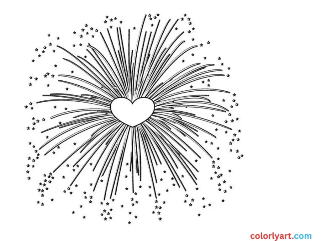 heart-shaped fireworks display.