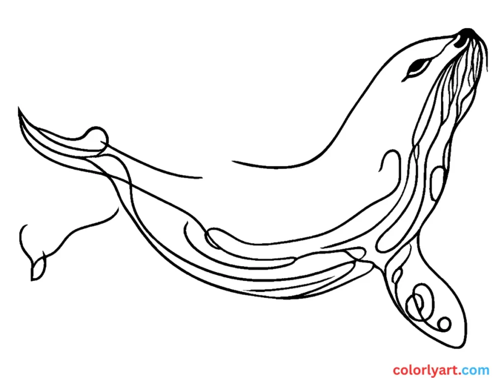 Paint a diving seal in ocean blues.