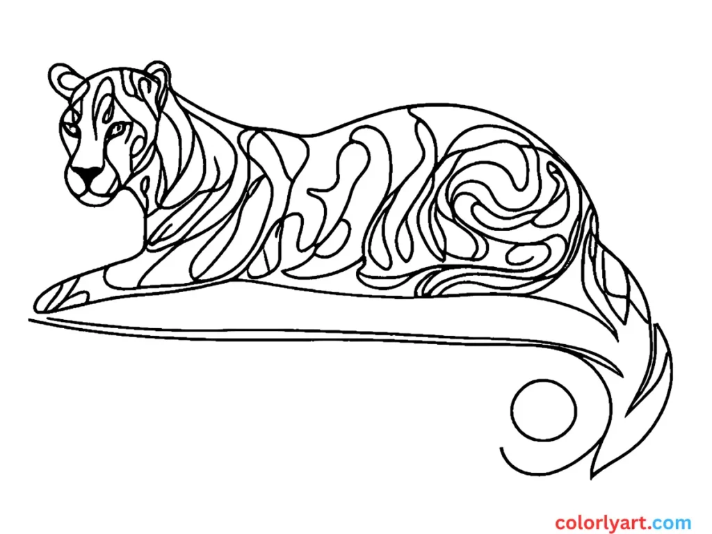 Paint a slinky jaguar with rosette patterns.