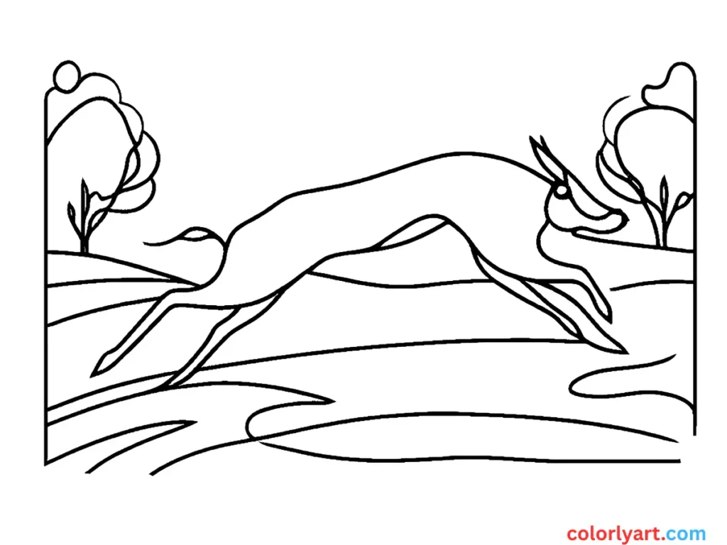 Paint a swift gazelle leaping in fields.