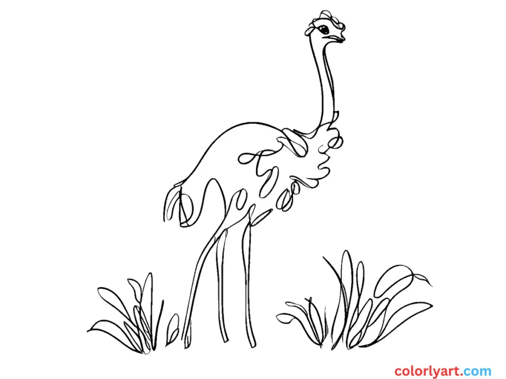 Paint a tall ostrich with long legs.