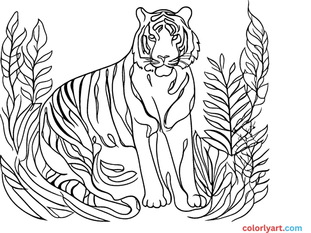 regal tiger with fiery stripes.