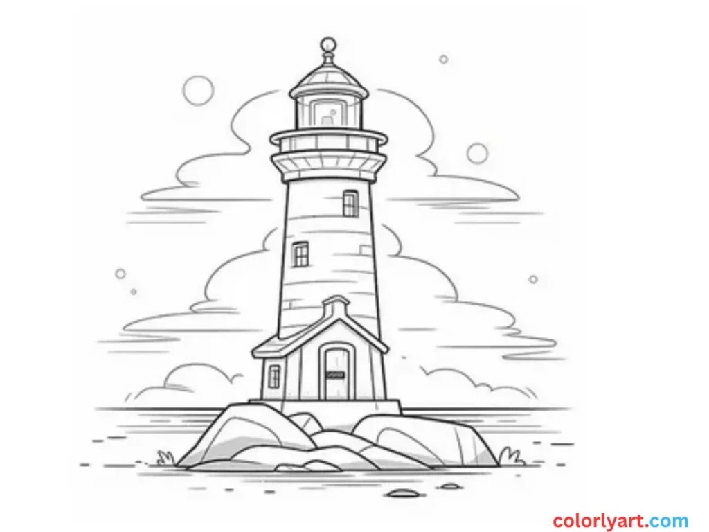 Fill a romantic lighthouse illustration.