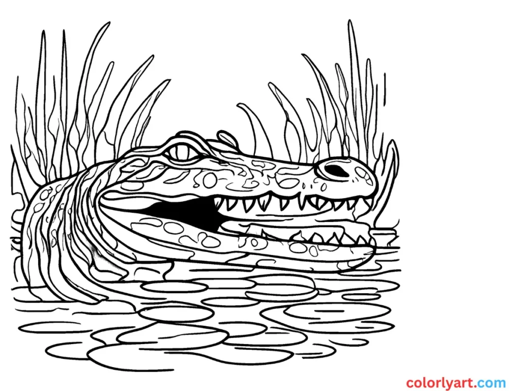 sneaky crocodile in murky greens.