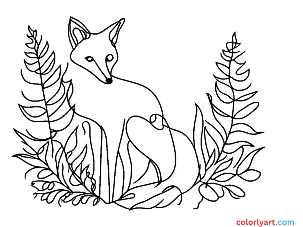 Shade a sneaky fox with a bushy tail.
