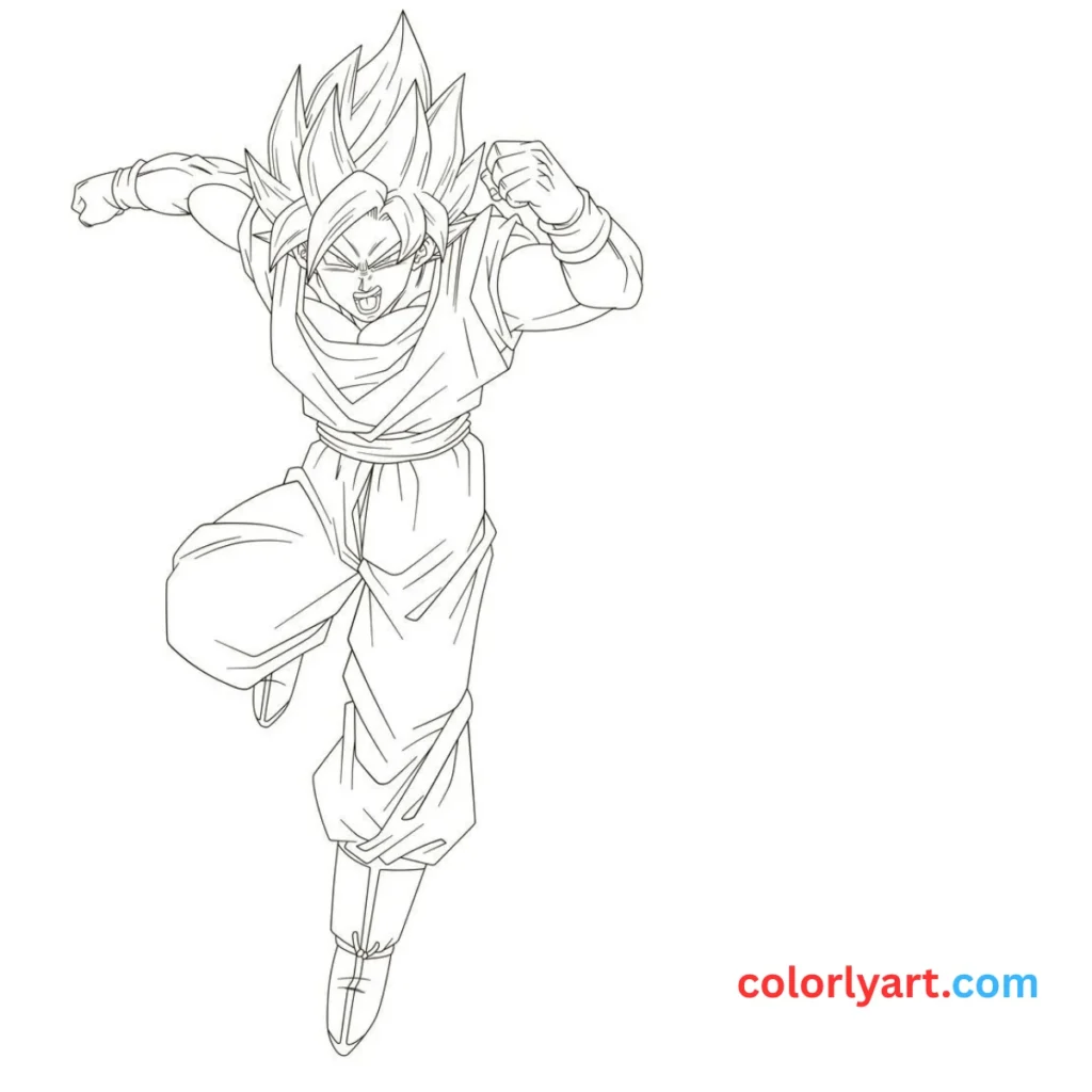 Shade Goku’s aura with electric blue.