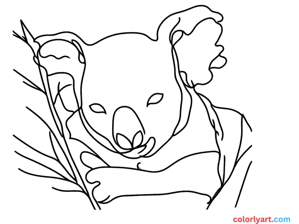 sleepy koala hugging a branch.