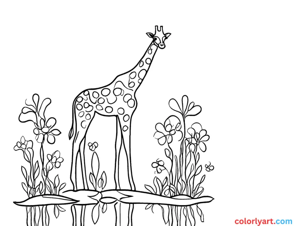 Shade a tall giraffe with unique spots.
