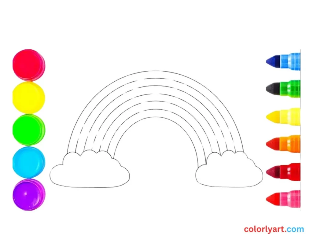 Fill a toddler's heart-shaped rainbow.