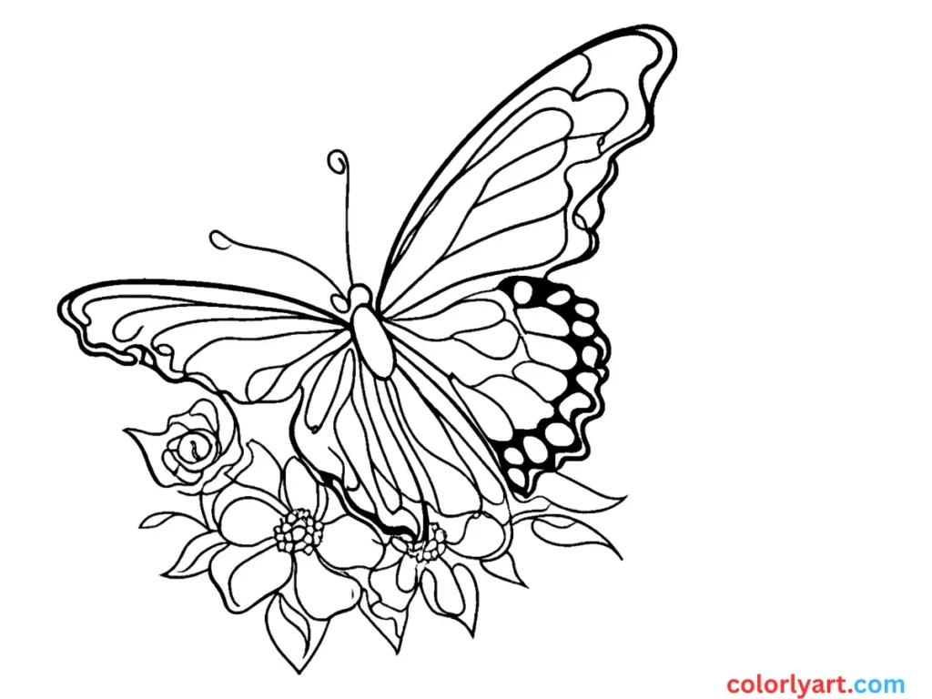 vibrant butterfly with zoo flowers.